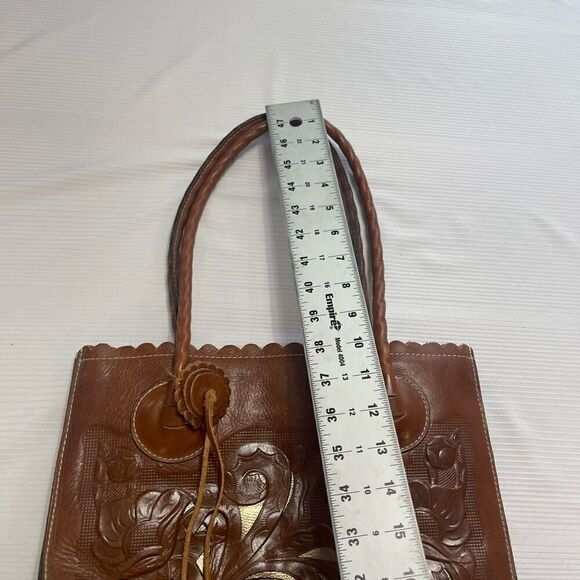 Patricia Nash Brown Tooled Leather Metallic Tote Bag - Picture 5 of 10